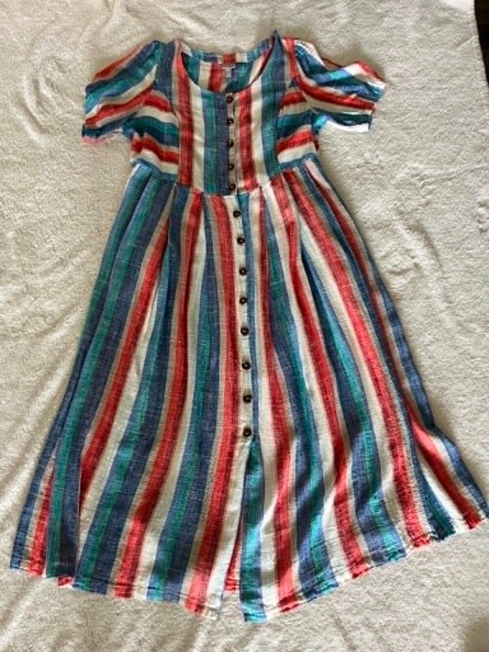 Ulla Popken Striped Linen Blend Button Front Dress size 20 - Picture 4 of 11
